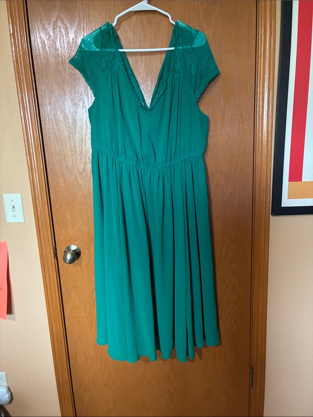 torrid Emerald Green V-Neck Lace Cap Sleeve Dress